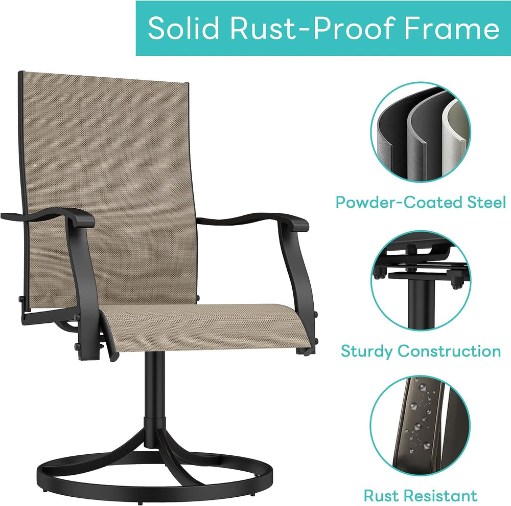 Patio Chairs Set of 2, Outdoor Chairs Set of 2, Khaki