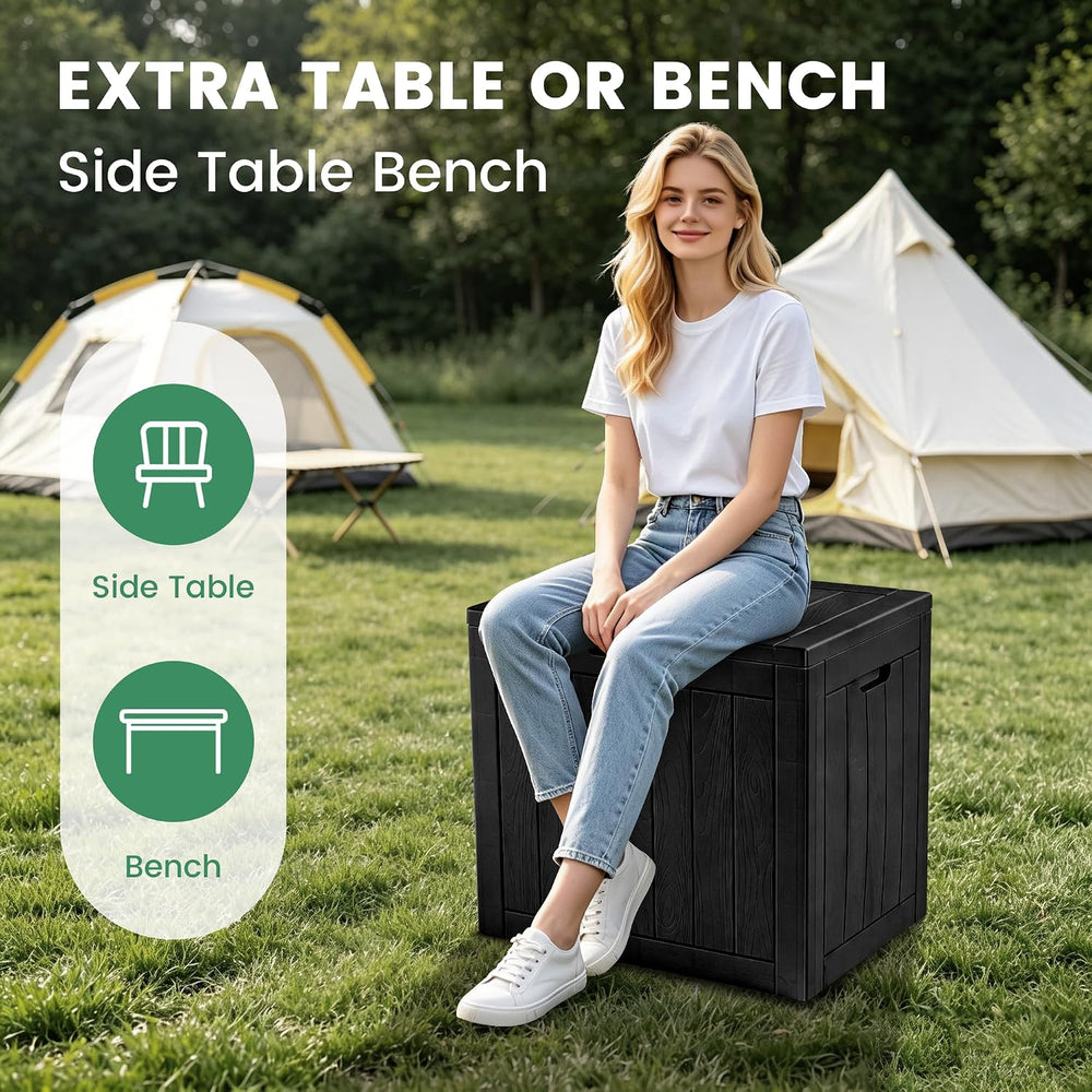 30 Gallon Outdoor Storage Box, Waterproof Resin Deck Box with Side Handles, L...