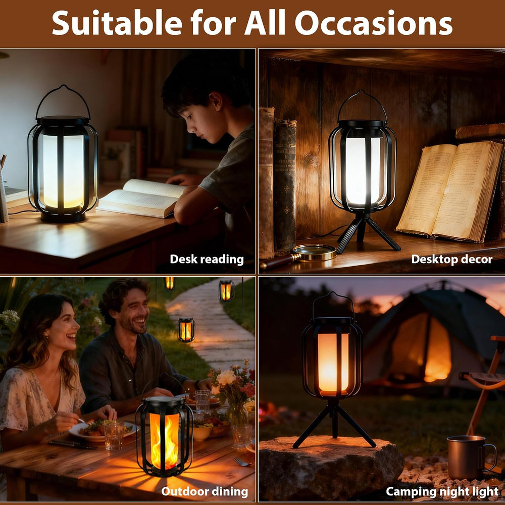 Solar Lanterns Outdoor Lights, 2 Pack Waterproof Flickering Flame Hanging Lig...