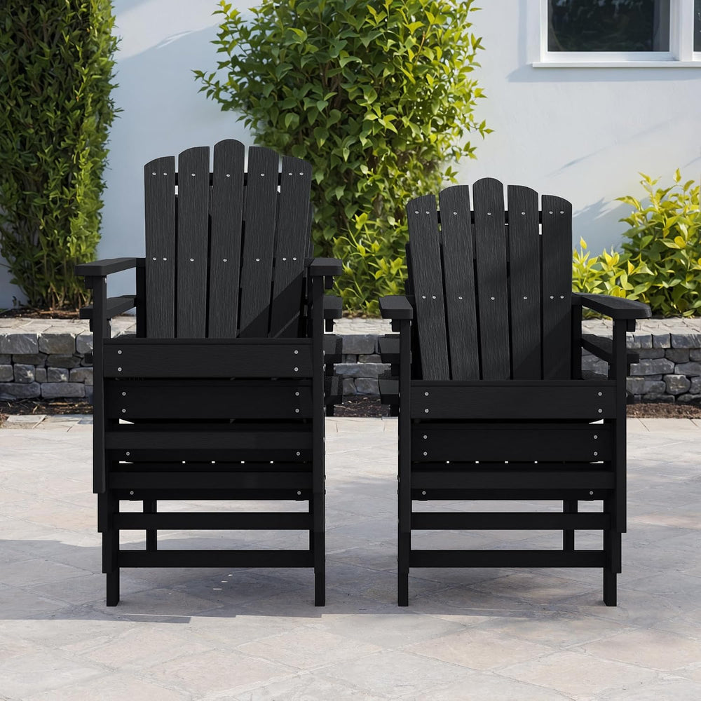 HDPE Stackable Adirondack Chairs Set of 4, Black