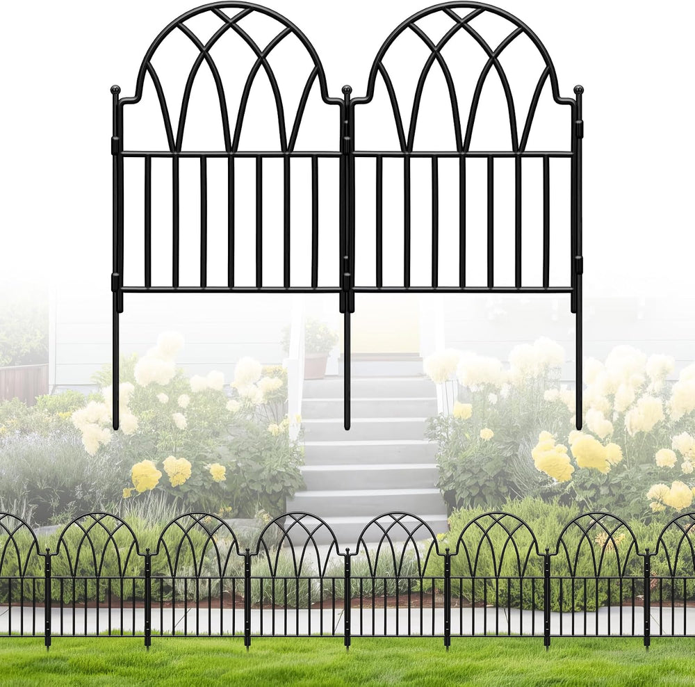 25 Pack Decorative Garden Fence Panels - 26.41Ft Arched Landscape Border with...