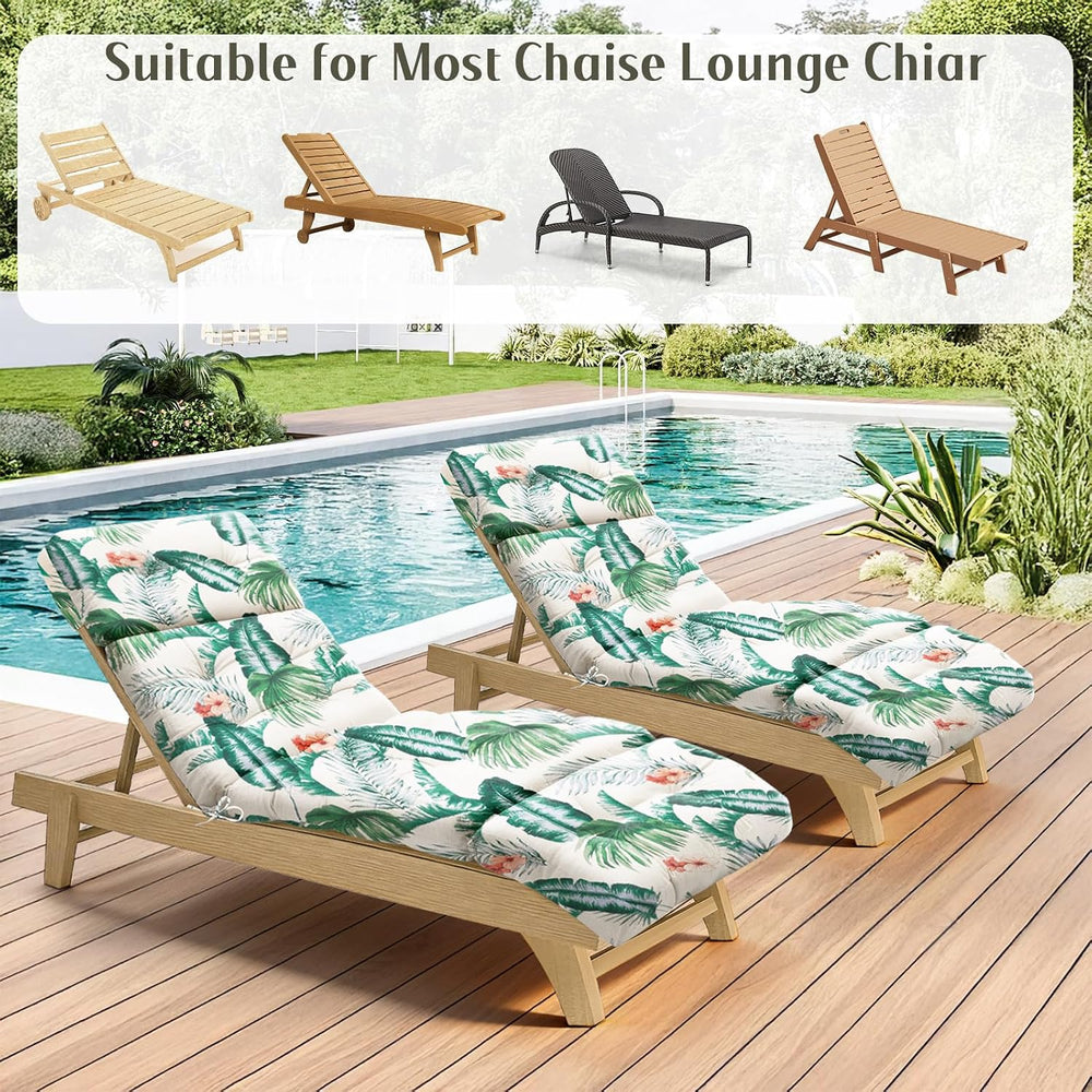EverPine 2 Pack Chaise Lounge Chair Cushion 74.4 x 22.8 x 4.7 Inch, Patio Lou...