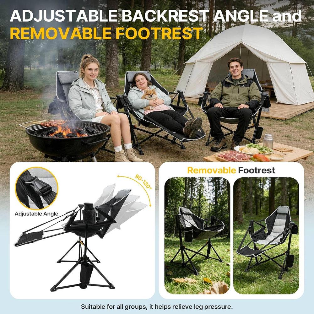 ZENPETIO Hammock Camping Chair with Footrest, 500lbs Folding Rocking Chairs