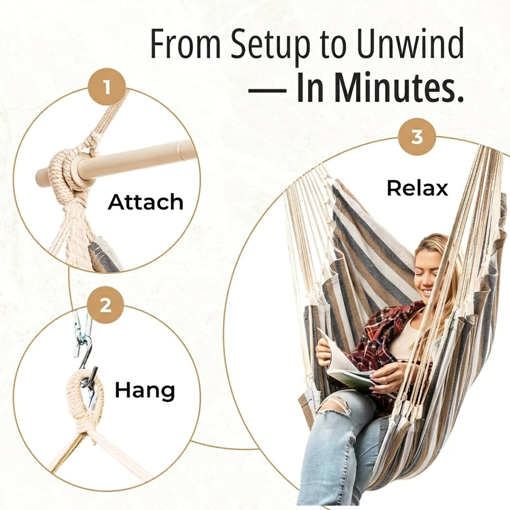 Hanging Hammock Chair Swing with Footrest - XL Hammock Swing Chair
