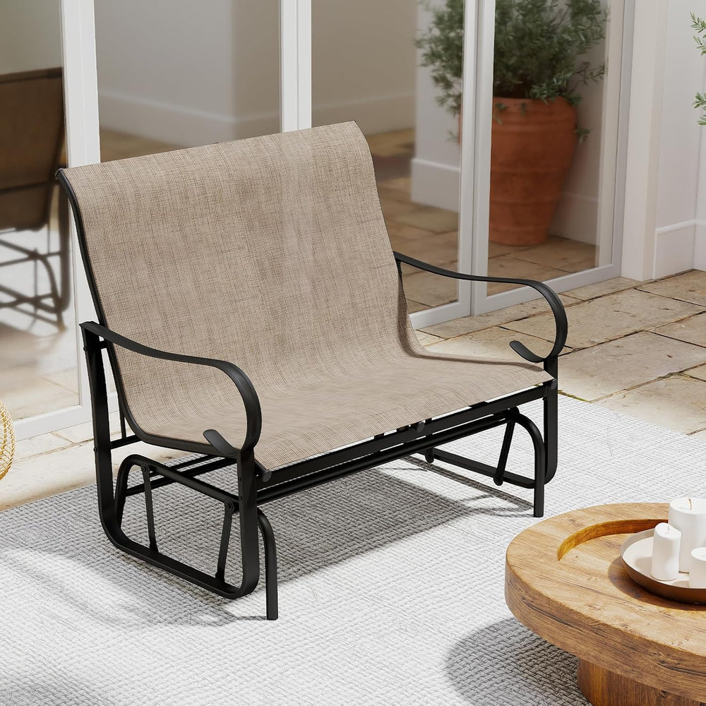 Tangkula Patio Gilder Bench, 2-Person Fabric Rocking Chair with High Backrest...
