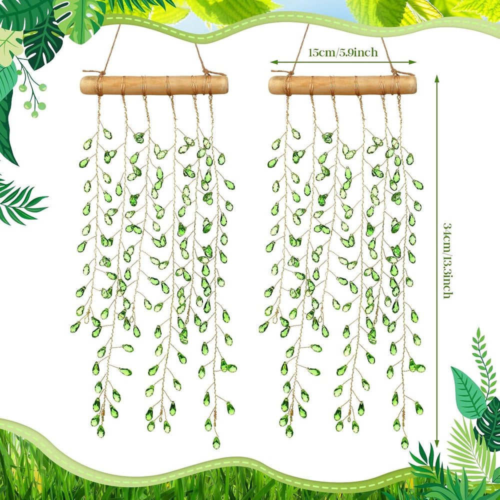 Suncalla 2 Pcs Green Plants Crystal Suncatchers Window Garden Decor