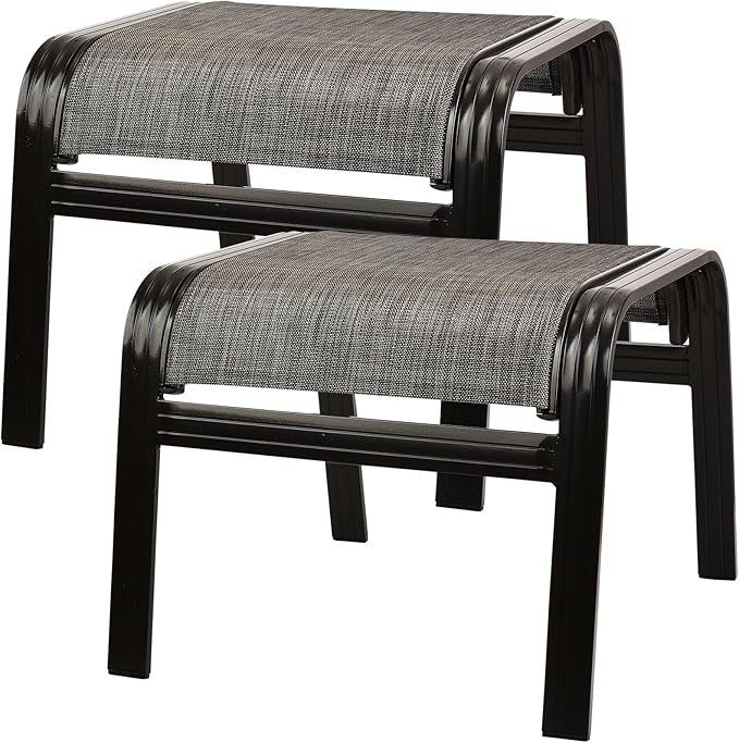Patio Outdoor Ottoman Footstools Assembled Aluminum Footrest Side Table Small...