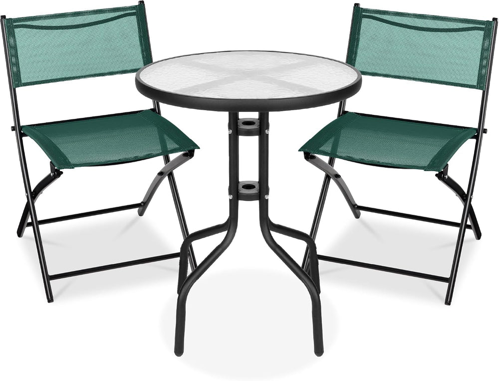 Best Choice Products 3-Piece Patio Bistro Dining Furniture Set w/Textured Gla...