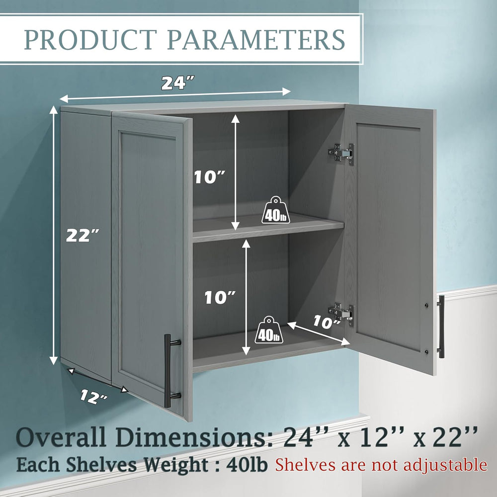 12" D x 24" W x 22" H Kitchen Cabinet Wall Cabinets, Laundry R...