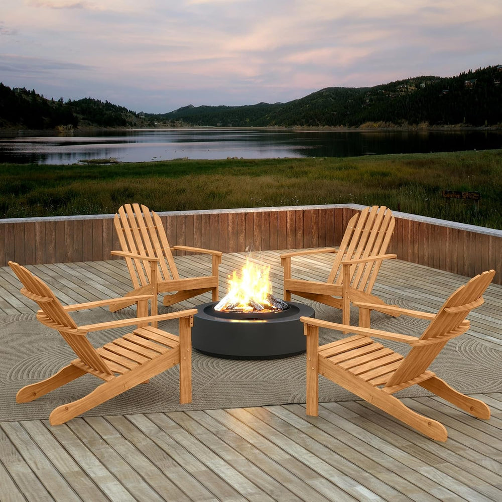 GIANTEX Adirondack Chair Acacia Wood Outdoor Chairs with 400 lbs Weight Capac...