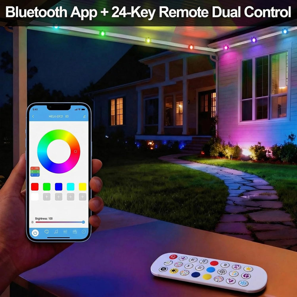 100FT Smart Permanent Outdoor Lights Eaves String | IP67 waterproof, APP &...