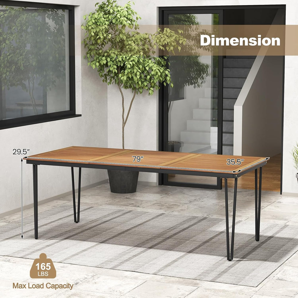 Tangkula 79 Inch Outdoor Dining Table for 8, Acacia Wood 8-Person Patio Table...