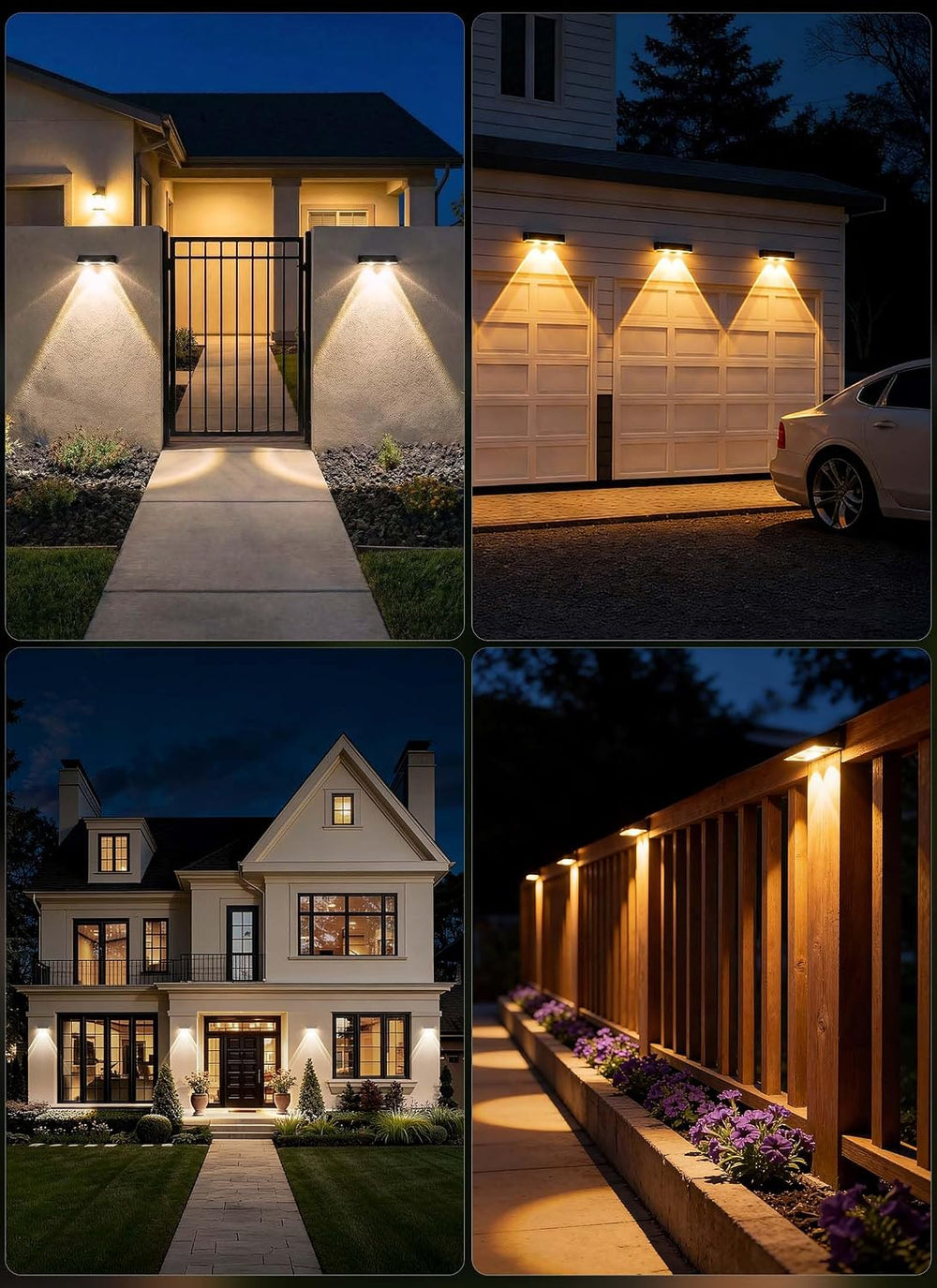 Brightown 8 Pack Solar Fence Lights Outdoor, 3000/4000/6000K/RGB 12 Modes
