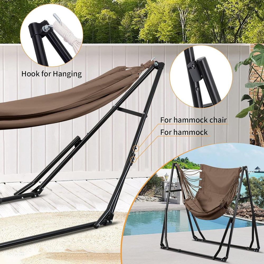 Ainfox Hammock with Foldable Stand, 2 in 1 Hammock and Swinging Chair with Ca...