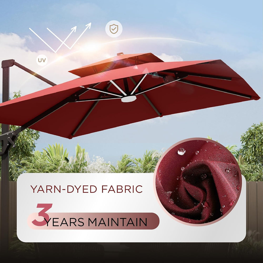 Deconk 10' X 13 'Patio Umbrella with LED Light Outdoor Cantilever Umb...