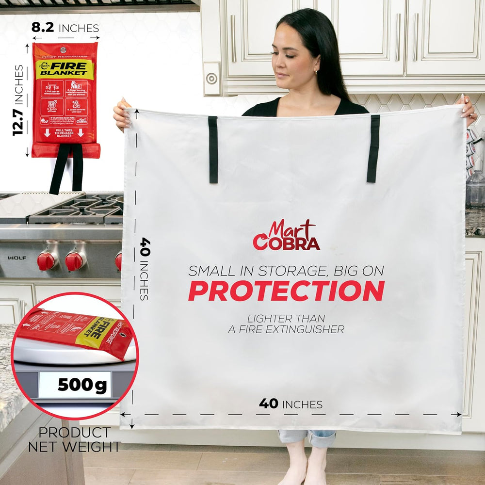 Mart Cobra Emergency Fire Blanket for Home & Kitchen 2-Pack Safety
