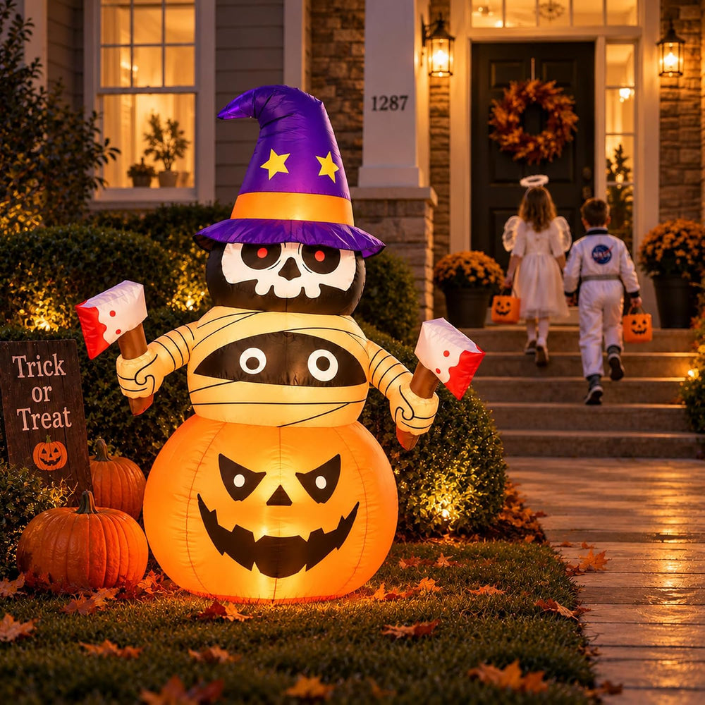 4FT Inflatable Halloween Decoration Outdoor Blow Pumpkin Stacker Yard Decor
