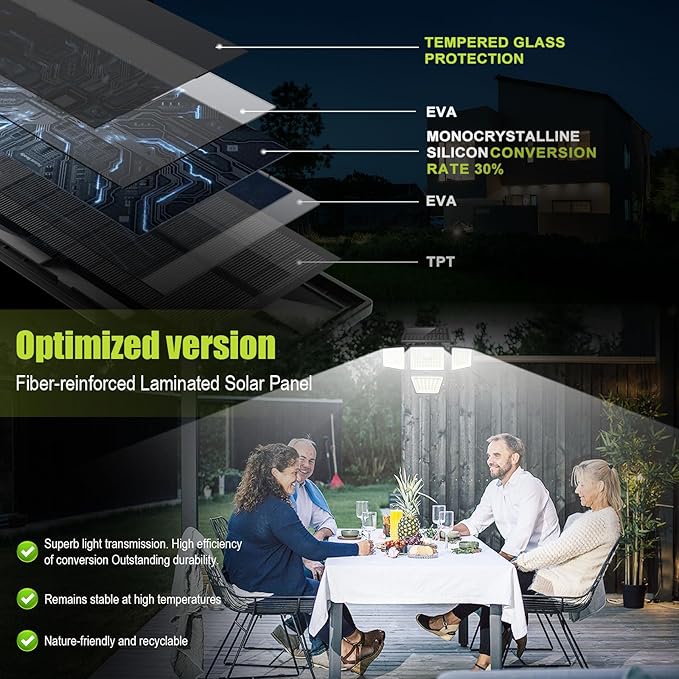 3000LM Solar Lights Outdoor with Motion Sensor,4 Head 270° Wide Angle Street ...