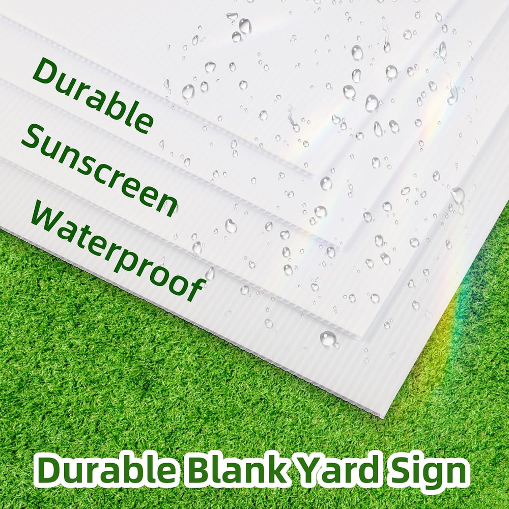 12 Pack Large Blank Yard Signs 18 x 24" with Metal Stakes, White Plastic...
