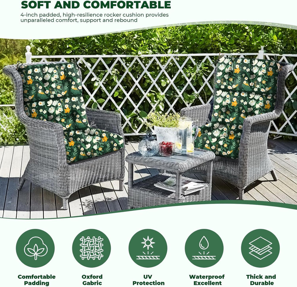 Outdoo Chair Cushions for Patio Furniture 45x22x4”, Green FL