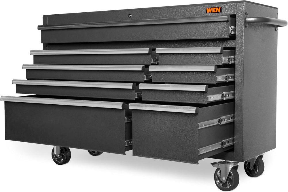 WEN 52-Inch Premium Rolling Tool Cabinet, Black, Heavy Duty 21-Gauge Powder-C...