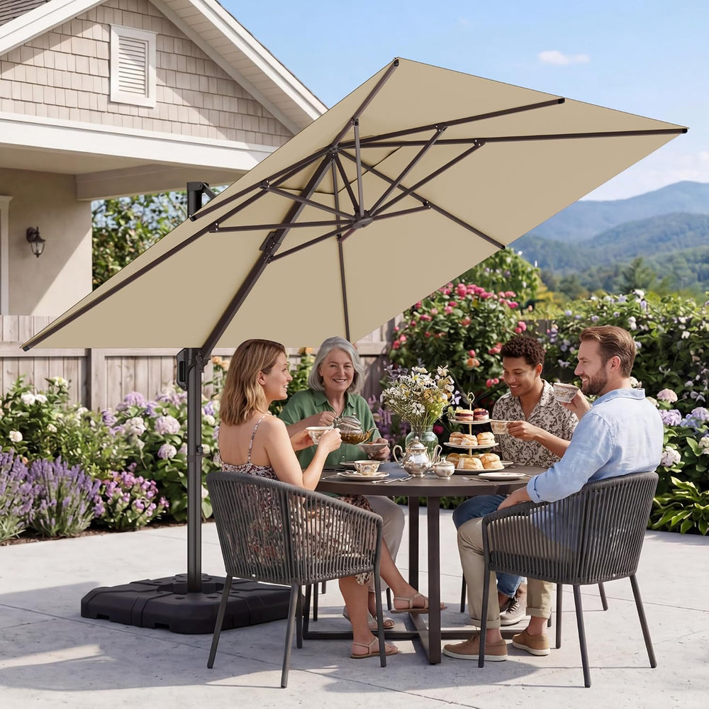 10x10 FT Cantilever Offset Patio Umbrella with Base Included