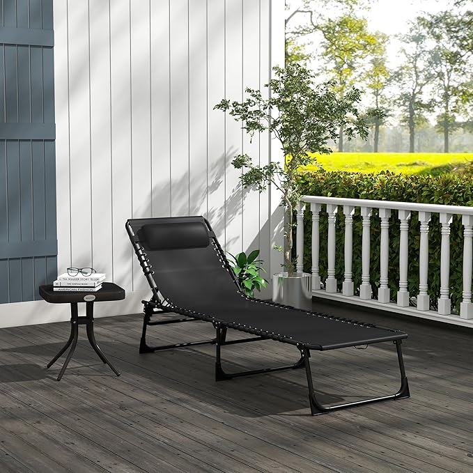 Outsunny Folding Chaise Lounge Chair, Patio Sun Tanning Chair, Outdoor Chaise...