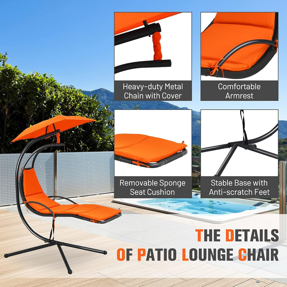 Giantex Outdoor Hanging Chaise Lounge Chair, Patio Hammock Chair with Removab...
