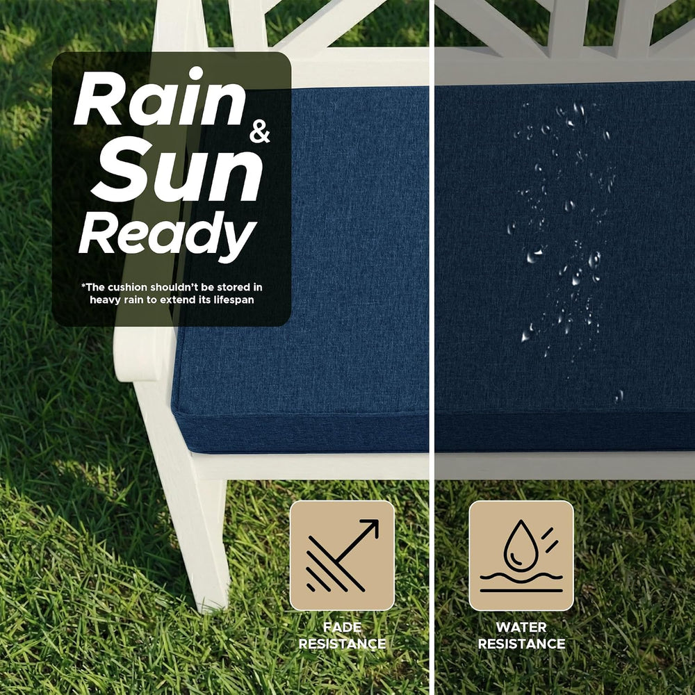 Outdoor Bench Cushion, 42 x 16 Inch, Navy Blue