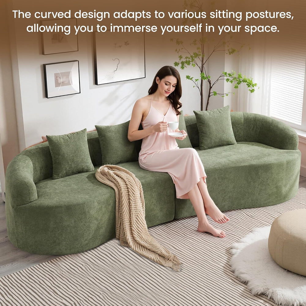 110" Boneless 4 Seater Sofa Couch, Modern Oversized Curved Cloud Sofa, C...