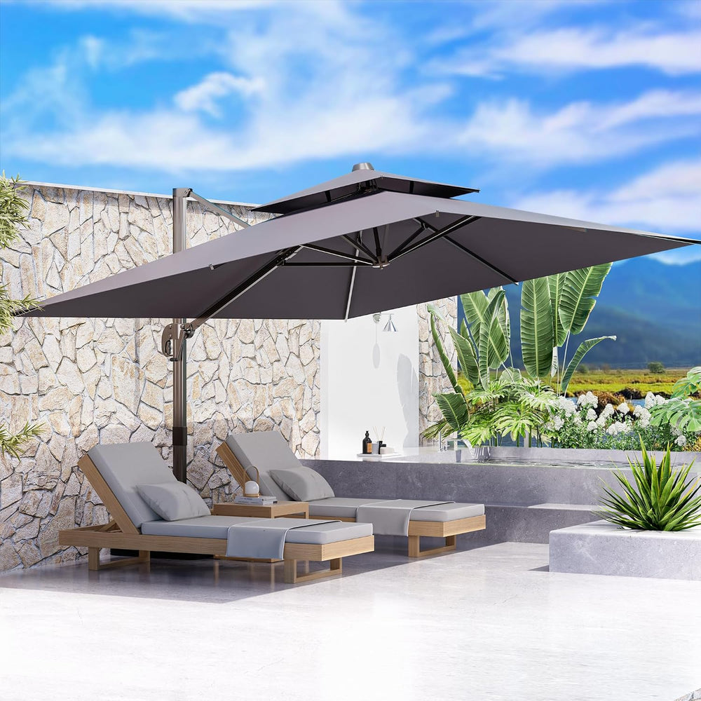 10' X 13' Outdoor Patio Umbrella Large Rectangle Cantilever Umbrella ...