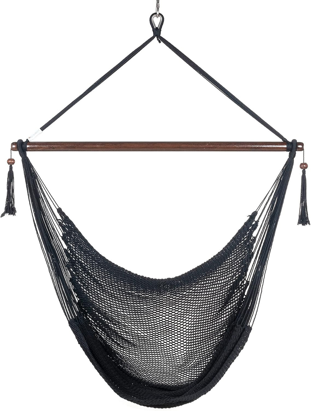 Large Caribbean Hammock Chair - 48 Inch - Polyester - Hanging Chair - Black
