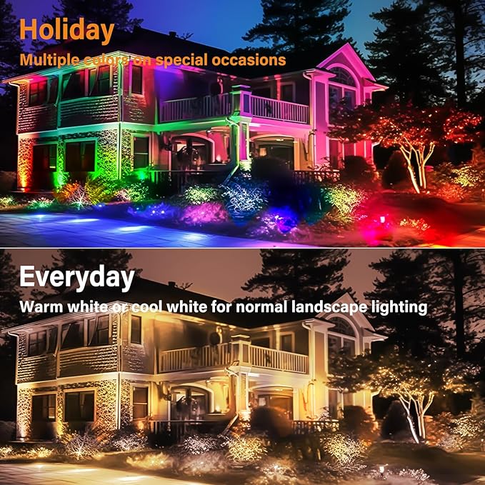 Low Voltage RGBW LED Landscape Lights Spot Lights Outdoor for Yard Garden Dec...