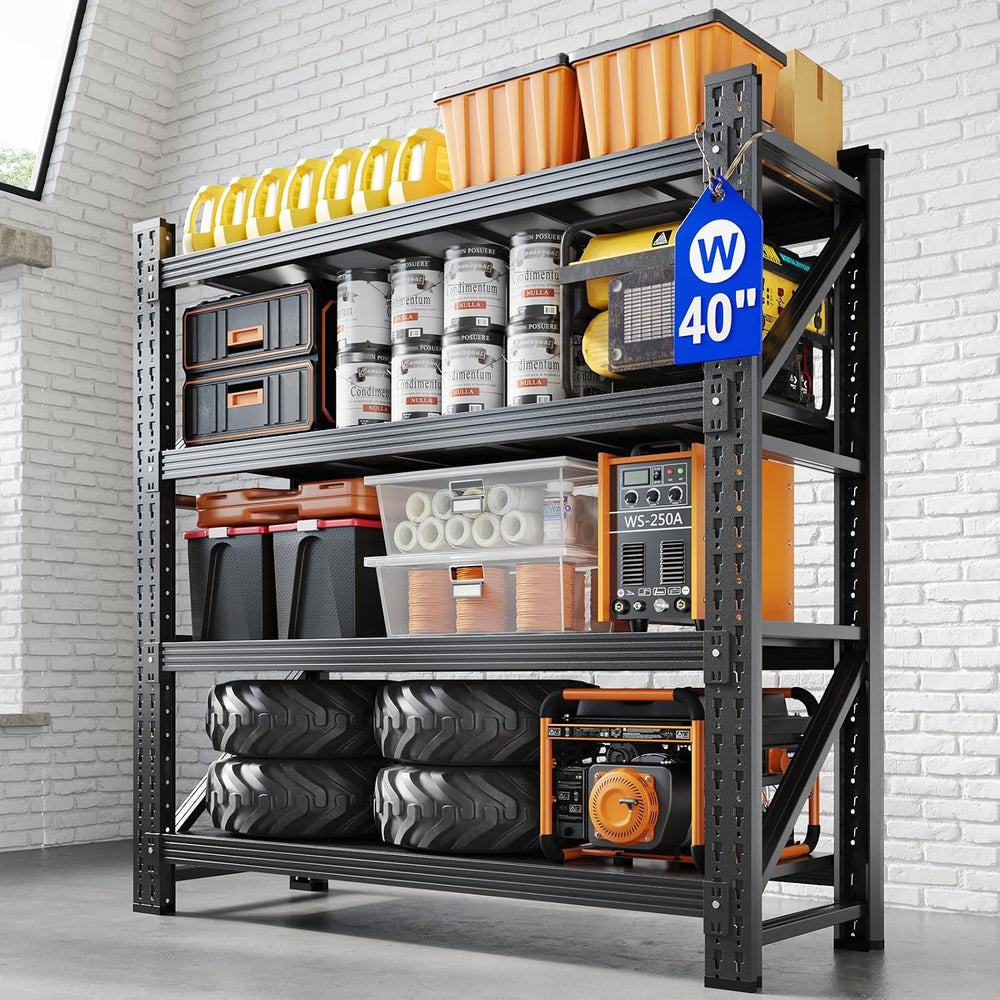 Yizosh 40" W Garage Shelving,4-Tier Heavy Duty Garage Storage,Utility Sh...