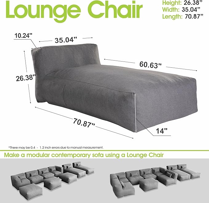 Outdoor Bean Bag Lounger Chair, Big Comfy Outdoor Daybed for Sunbathing and T...