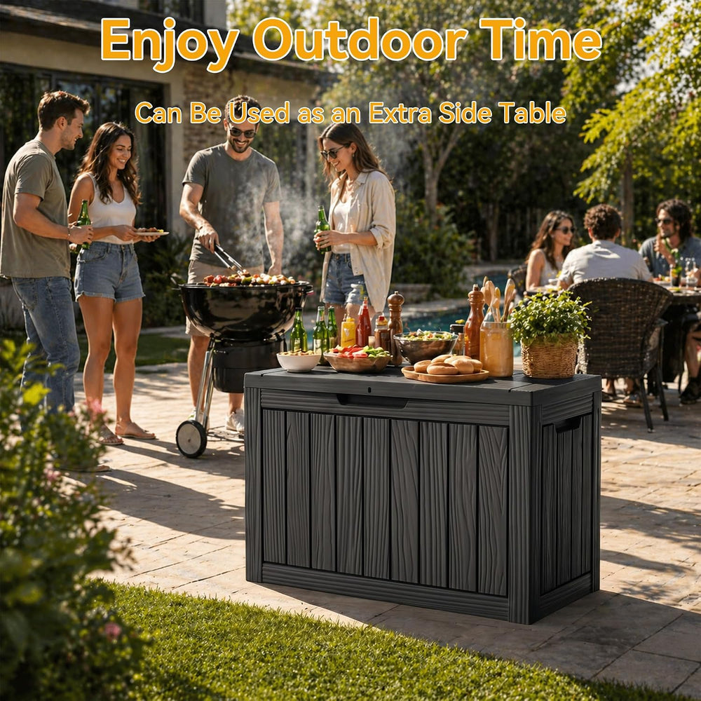 50 Gallon Outdoor & Indoor Deck Storage Box, Waterproof Lockable Patio St...