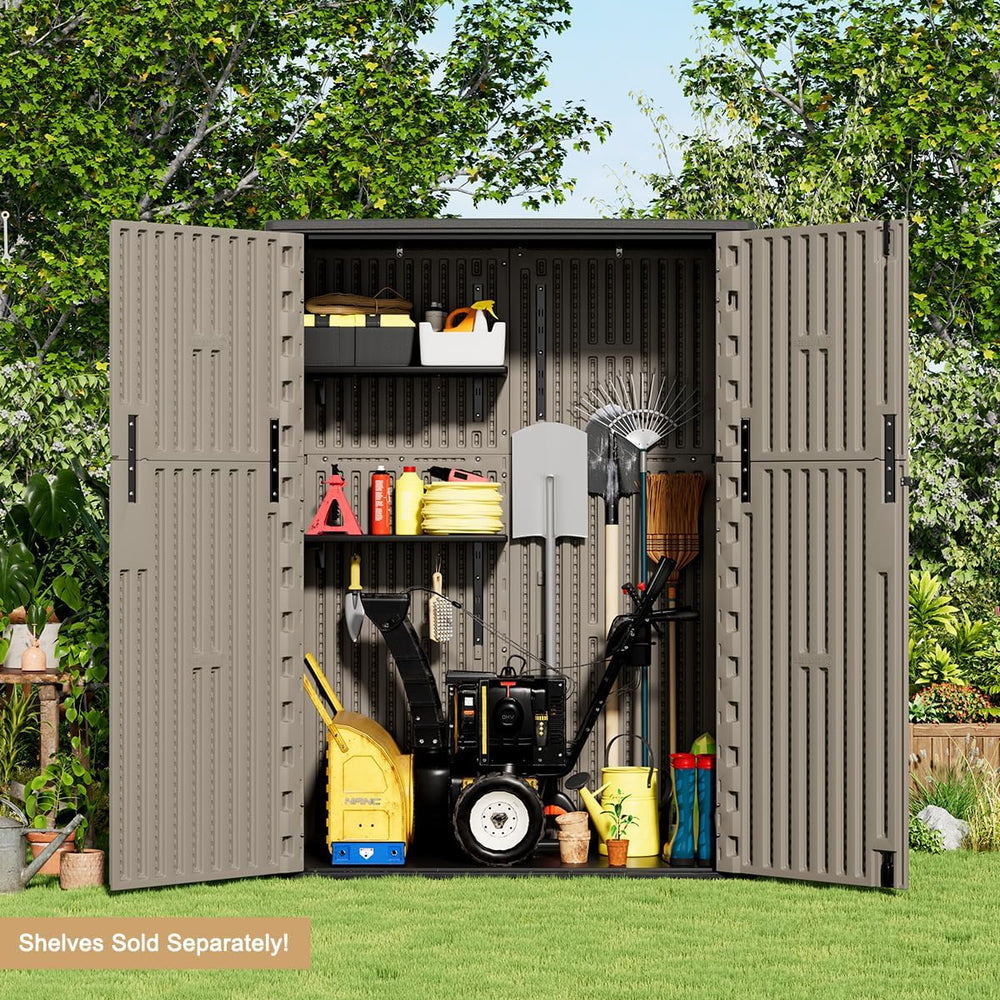 KINYING Outdoor Storage Cabinet Waterproof, 57 Cu.ft Resin Vertical Outdoor S...
