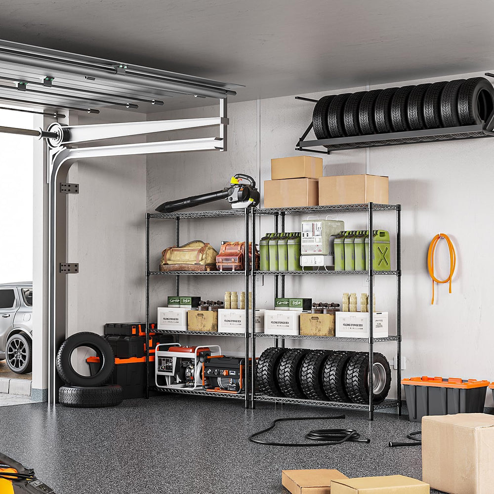 1400 LBS Garage Black Shelving Wide Storage Shelves 4 Tier Adjustable Heavy D...