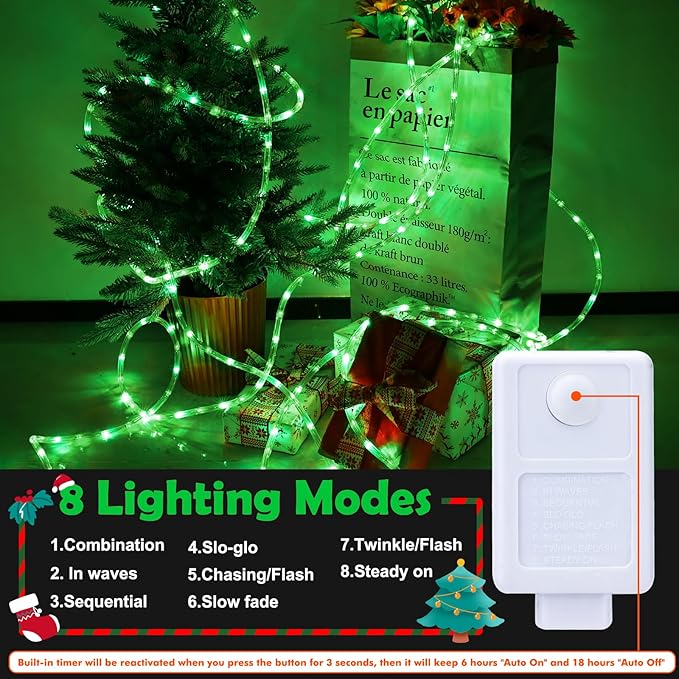 50ft LED Rope Lights Outdoor, 360 LED Connectable and Flexible Tube Lights wi...
