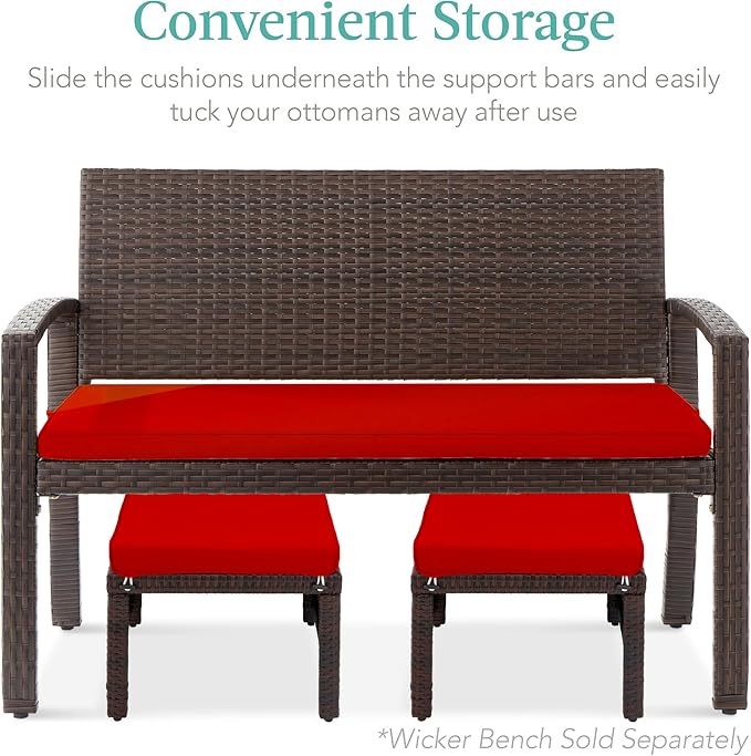 Best Choice Products Set of 2 Wicker Ottomans, Multipurpose Outdoor Furniture...