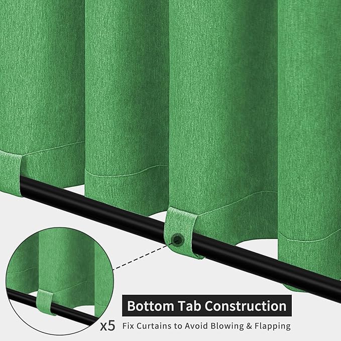 Easy-Going Linen Look Outdoor Curtains Waterproof Windproof Porch Curtains, S...