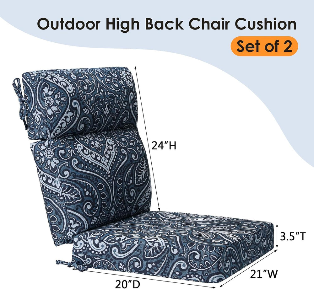 Unimatta Outdoor High Back Chair Cushion Seat Pads, 44 x 21 Inch Water-Repell...