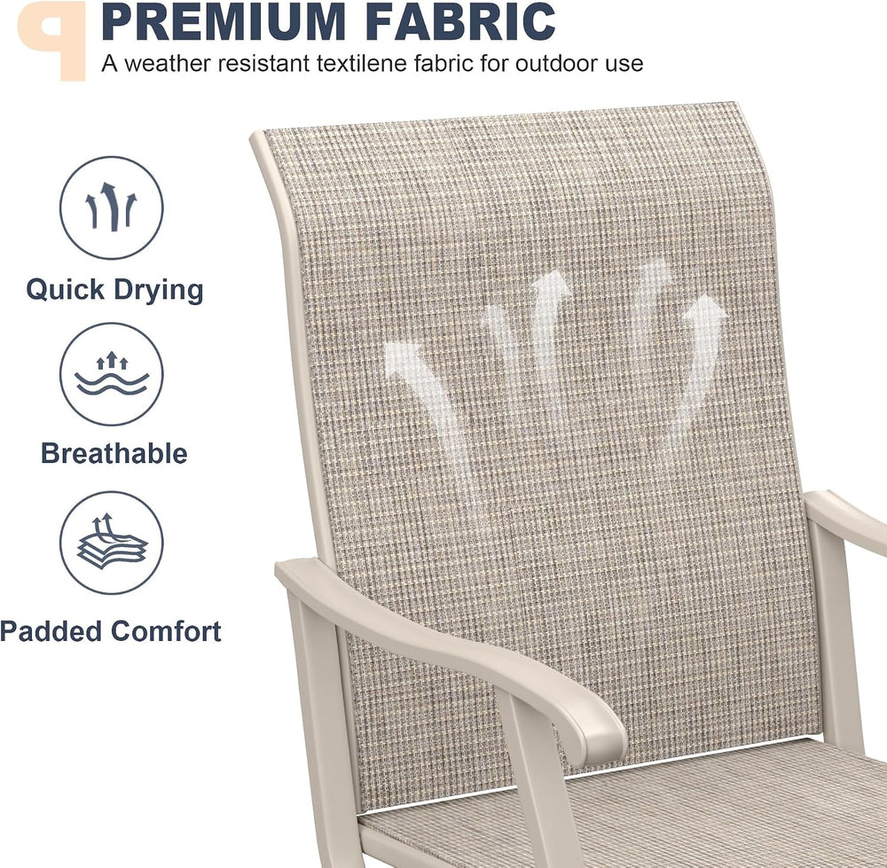 VICLLAX 7 Pieces Patio Furniture Dining Set, 6 Textile Swivel Dining Chairs, ...