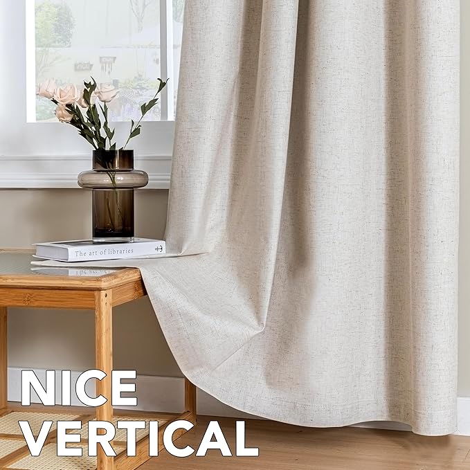 H.VERSAILTEX Linen Curtains 100% Blackout Curtains for Bedroom 84 inch Long F...