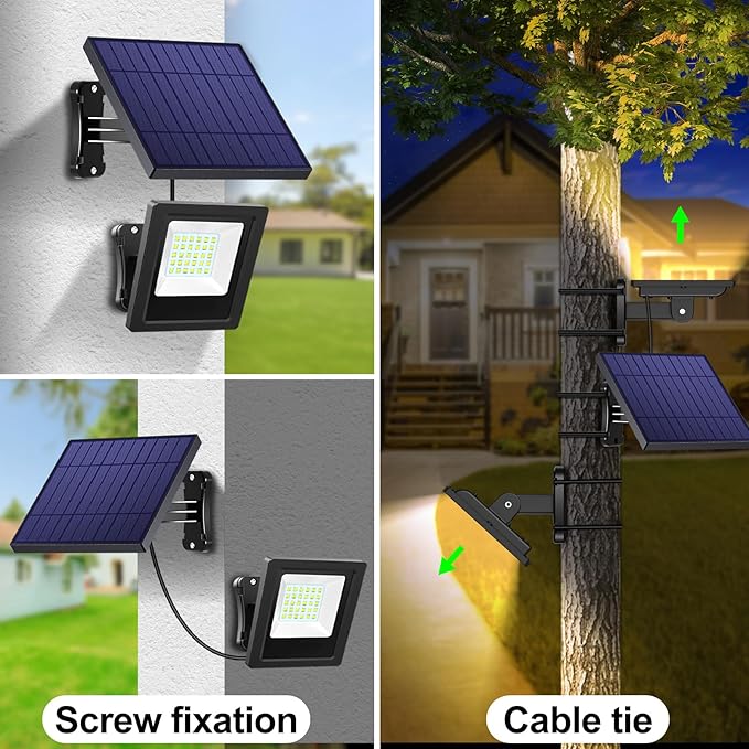 Solar Lights Outdoor Solar Flood Dusk to Dawn Lights 4400mAh 3000K Warm White...