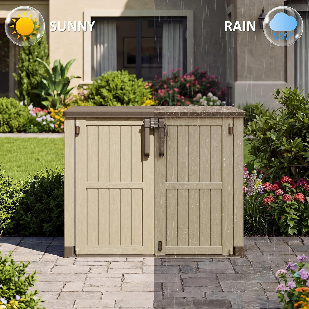LHBcraft Waterproof Outdoor Storage Box 36 Cu Ft with Lockable Doors, Portabl...