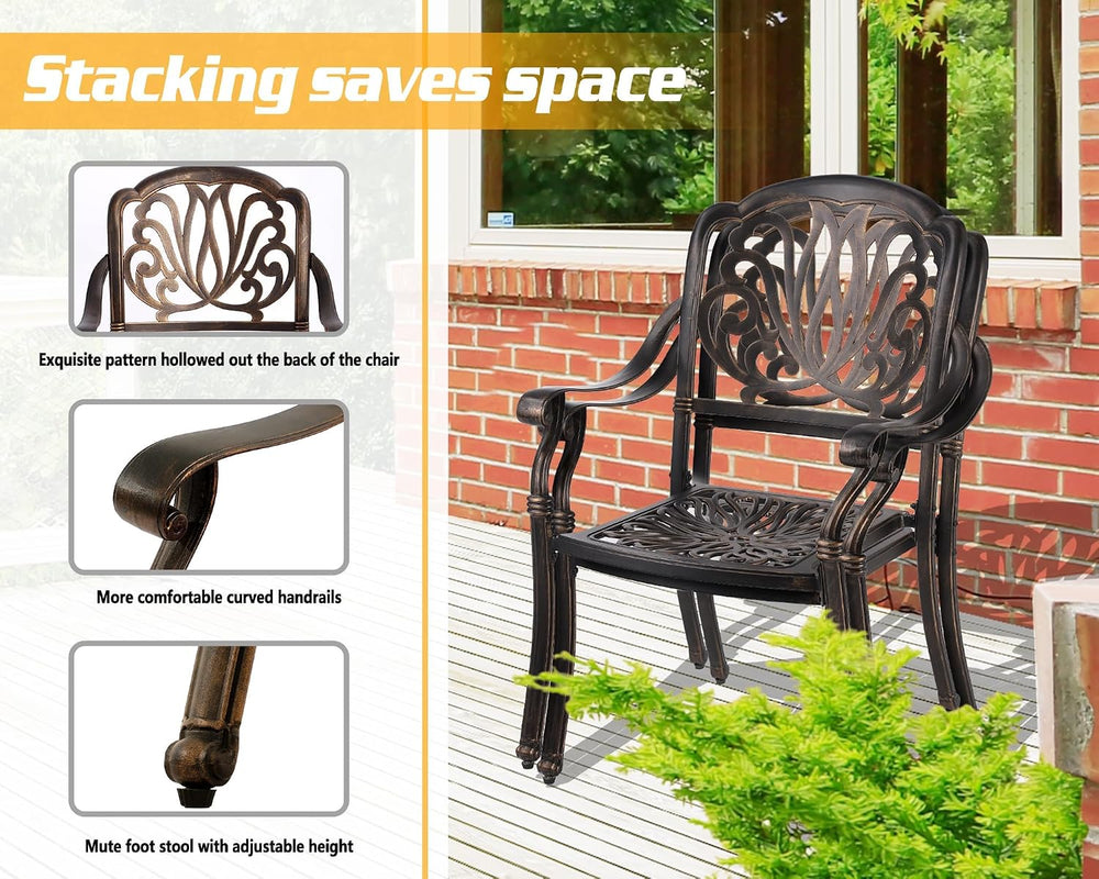 TITIMO 2 Piece Outdoor Patio Dining Chair Set Cast Aluminum Patio Furniture