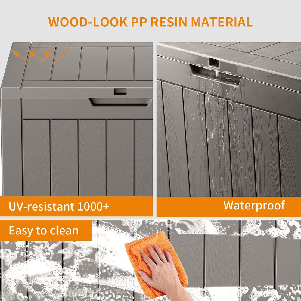 43 Gallon Resin Deck Box, Lockable Outdoor Storage Box for Patio Cushions Sto...