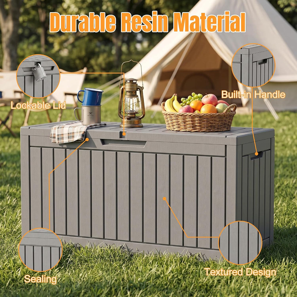 Outdoor Storage Box,120 Gallon Waterproof Resin Patio Deck Box