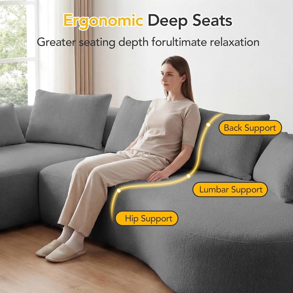 122" Modern Curved Oversized Sectional Sofa with Left Chaise for Living ...